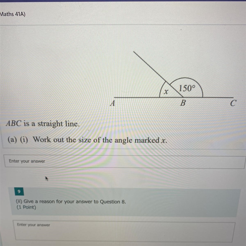 Work out the size of the angle marked x Give a reason for your answer to question-example-1