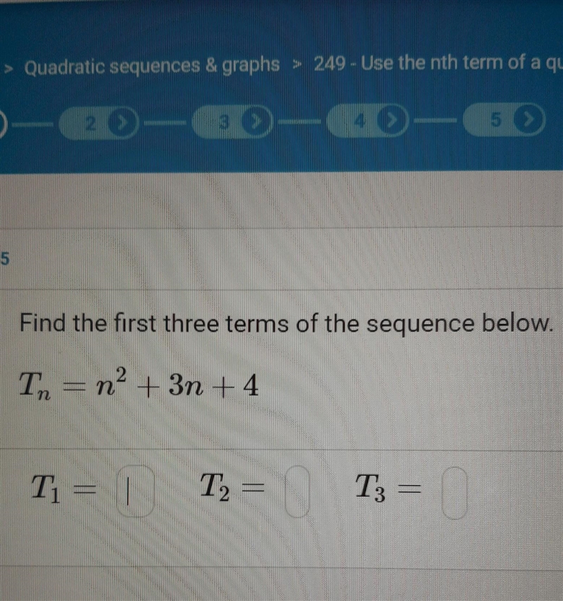 Find the first 3 terms of the sequence below.​-example-1