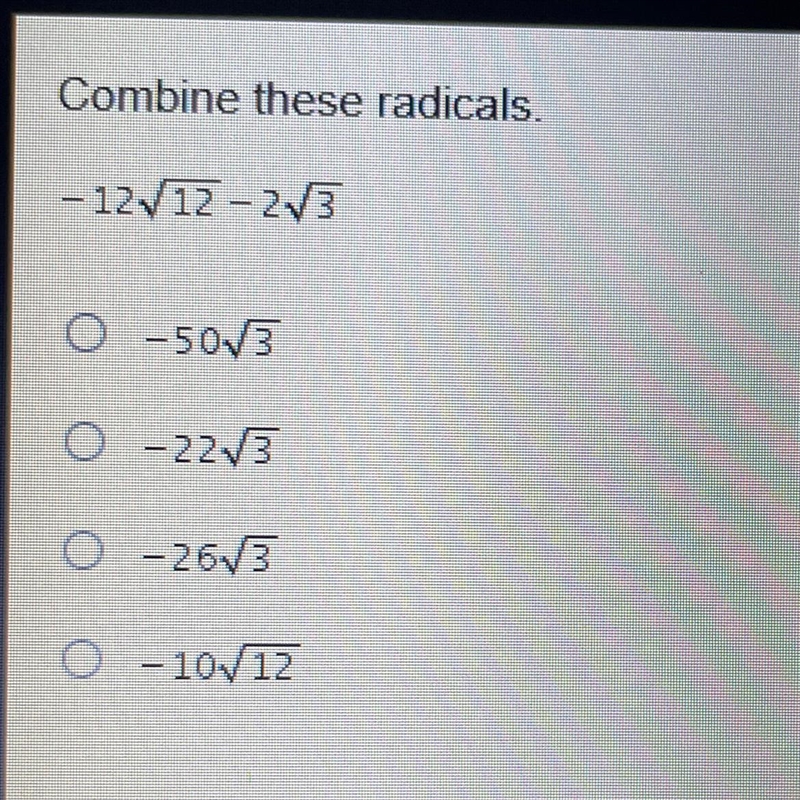 Combine these radicals. - 12V12-23 O -503 0-2275 O -263 0 -10/12 Answer-example-1