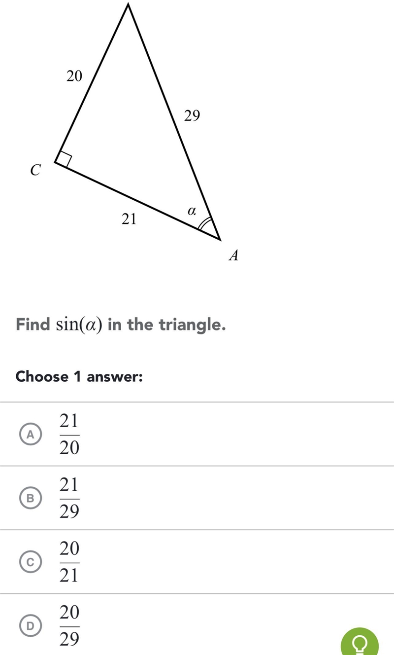 Find sin(a) in the triangle.-example-1