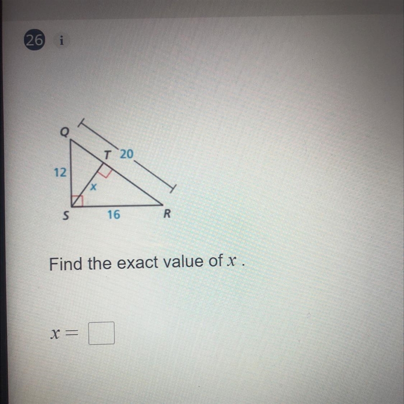 Find the exact value of x p-example-1