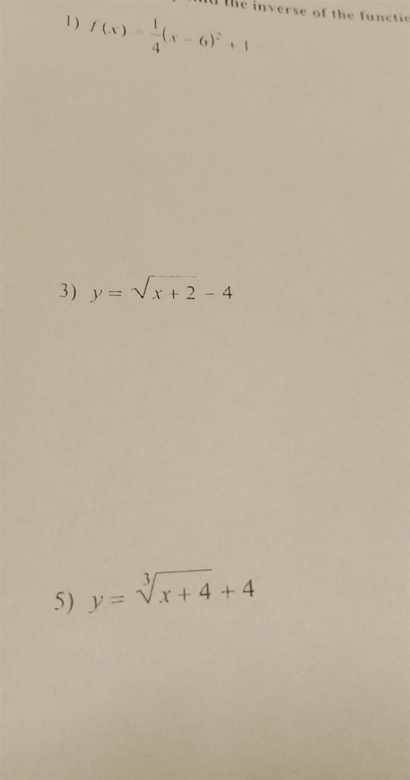 Algebraically find the inverse of a function​-example-1