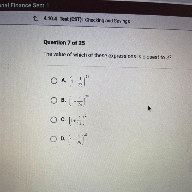 The value of which of these expressions is closest to￼￼ e ?-example-1