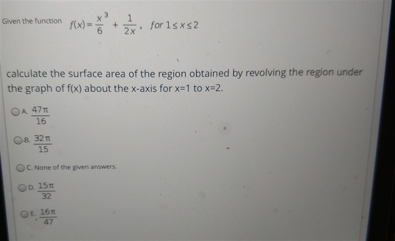 calculate the surface area of the region obtained by revolving the region under the-example-1