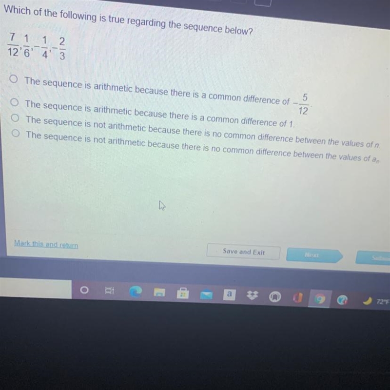 Which of the following is true regarding the sequence below? 71 12'6 12 4' 3 The sequence-example-1