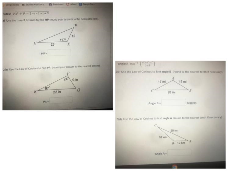 Use the Law of Cosines to find angle round to the nearest tenth if necessary).-example-1