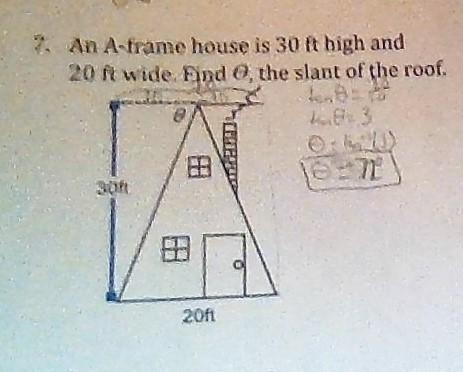 Am I right? They want us to round to the nearest degree. I got 72 degrees. Answer-example-1