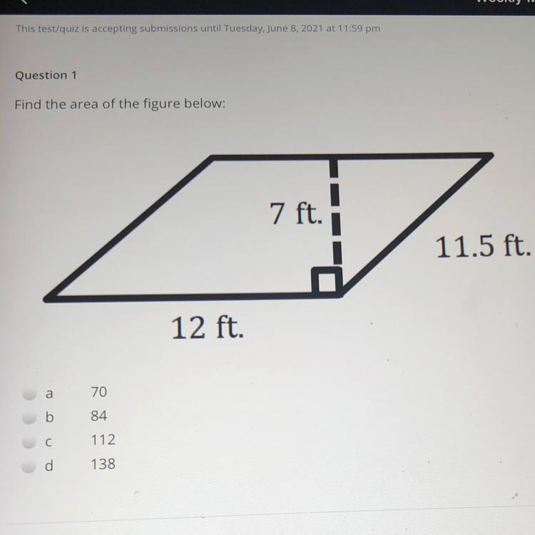 Hurry which one A.70 B.84 C.112 D.138-example-1