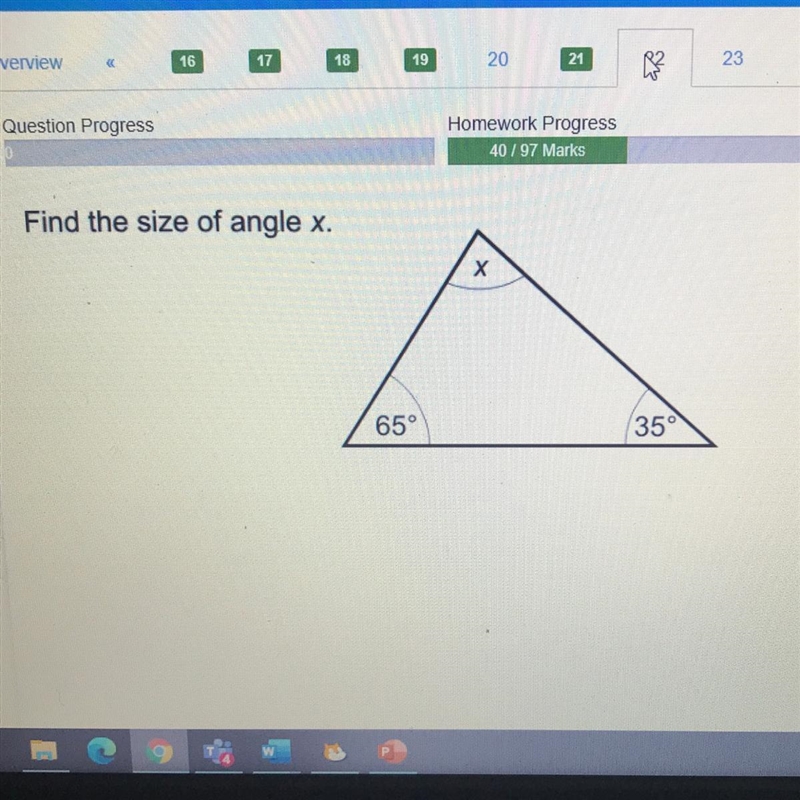 Find the size of the of angle x.-example-1