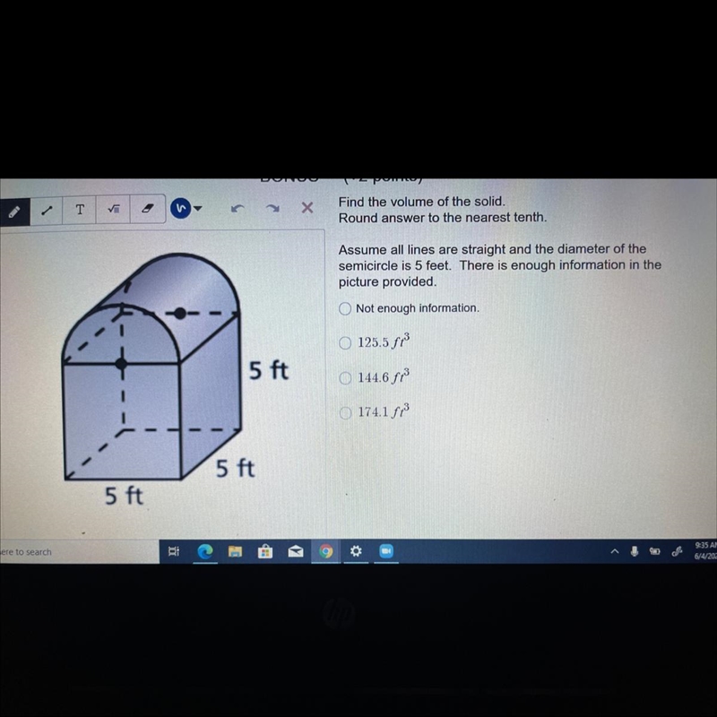 NEED HELP ASAP find the volume of the solid-example-1