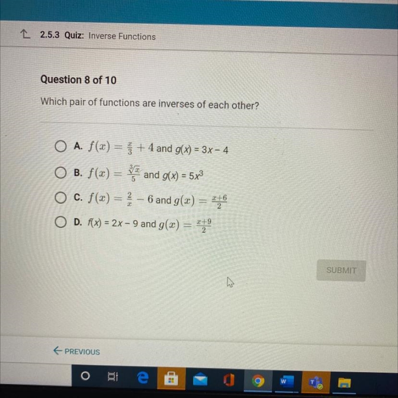 Which pair of functions are inverses of each other?-example-1