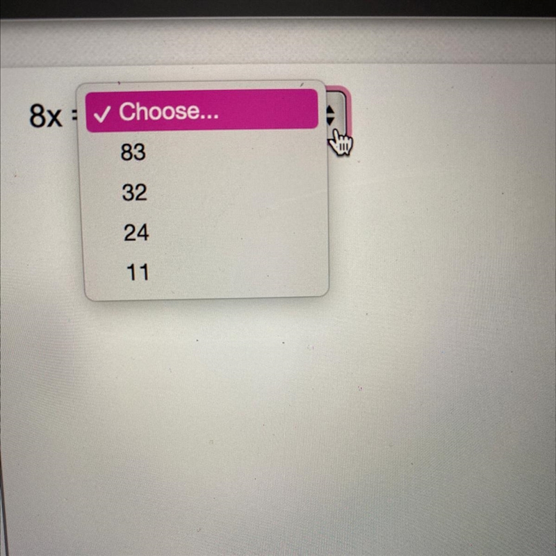 Evaluate the following expression: 8x when x = 3.-example-1