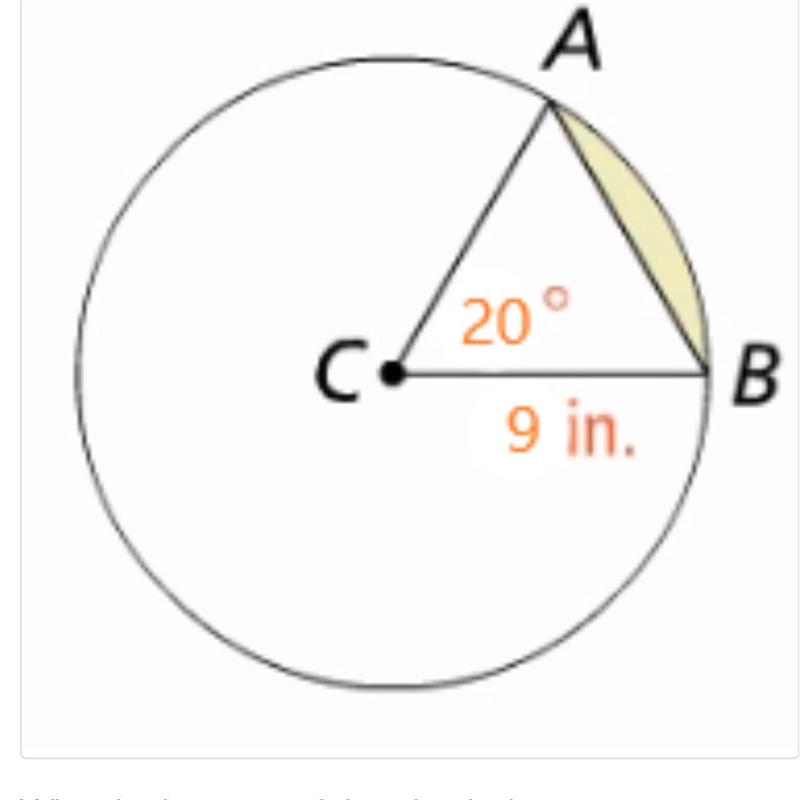 What is the area of the shaded segment shown ? Please help me solve this-example-1