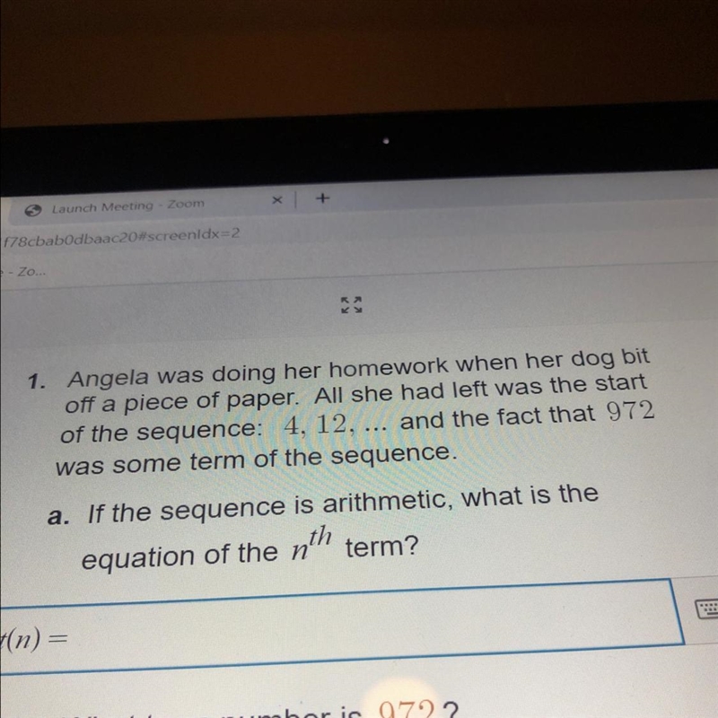 1. Angela was doing her homework when her dog bit off a piece of paper. All she had-example-1