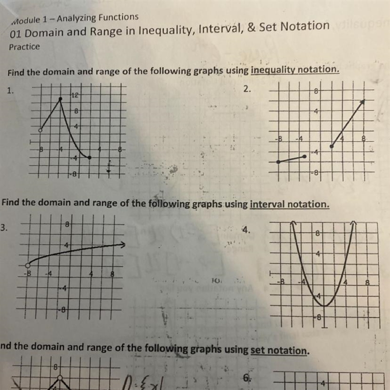 Domain and Range. PLEASE HELP!!!!! Numbers 1 and 2 please.-example-1