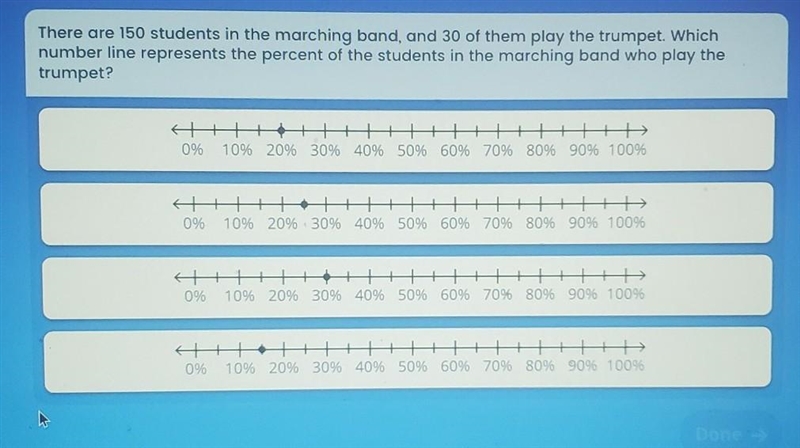 There are 150 students in the marching band, and 30 of them play the trumpet. Which-example-1