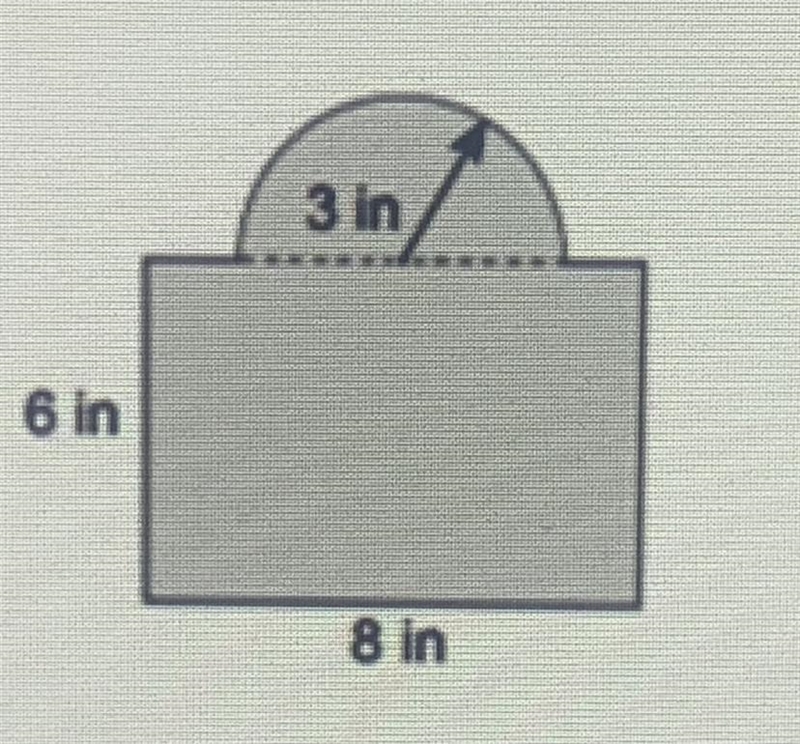 Find the area of the figure shown below. Use 3.14 for π. Use the formula π x r^2 to-example-1