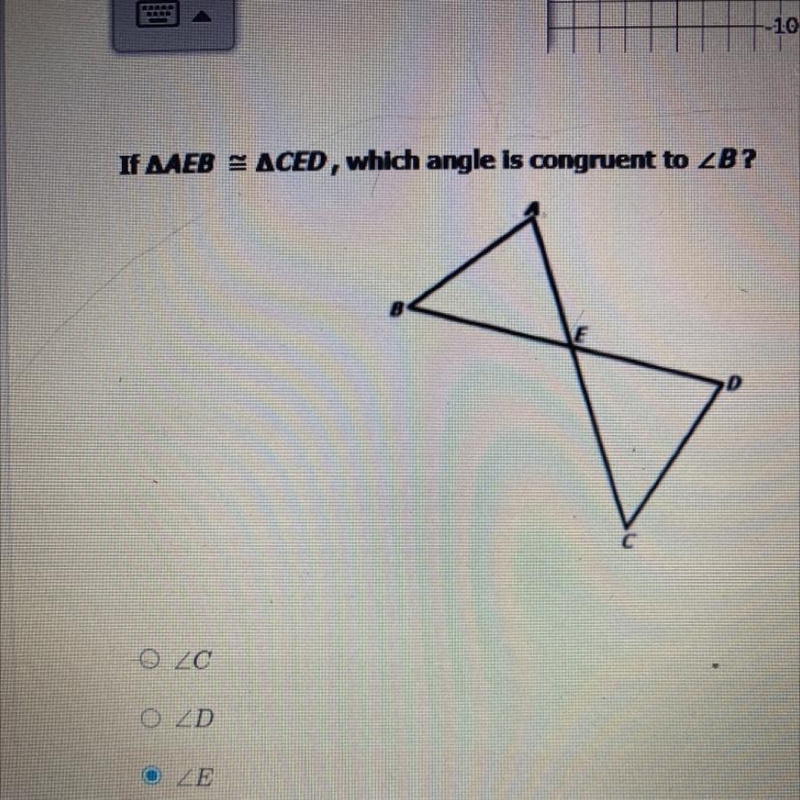 Which angle is congruent to B-example-1