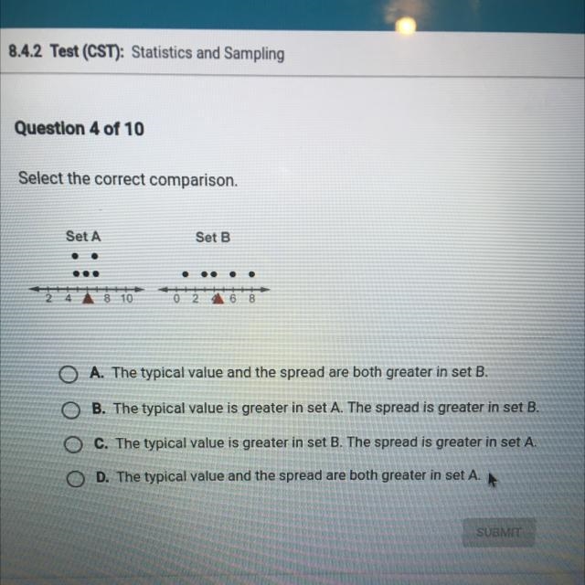 Select the correct comparison. Set A Set B ... ... 2 4 8 10 0 2 4 6 8 A. The typical-example-1