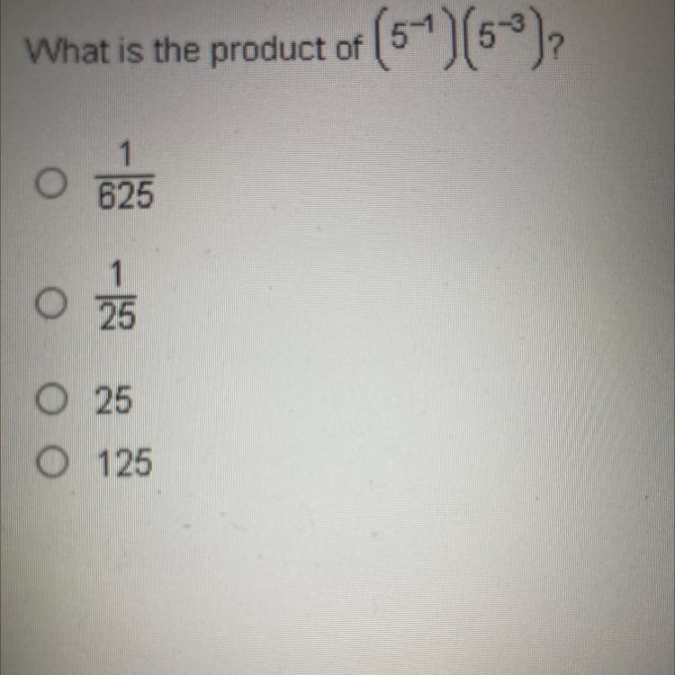 What is the product of (5^-4)(5^-3)-example-1