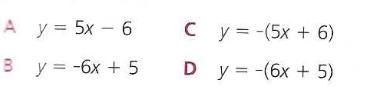 Which equation has a slope of -6 and a y-intercept of 5-example-1