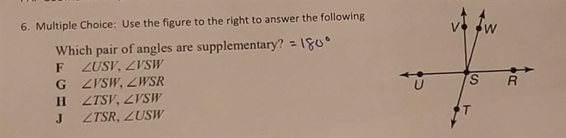 Which pair of angles are supplementary? ​-example-1