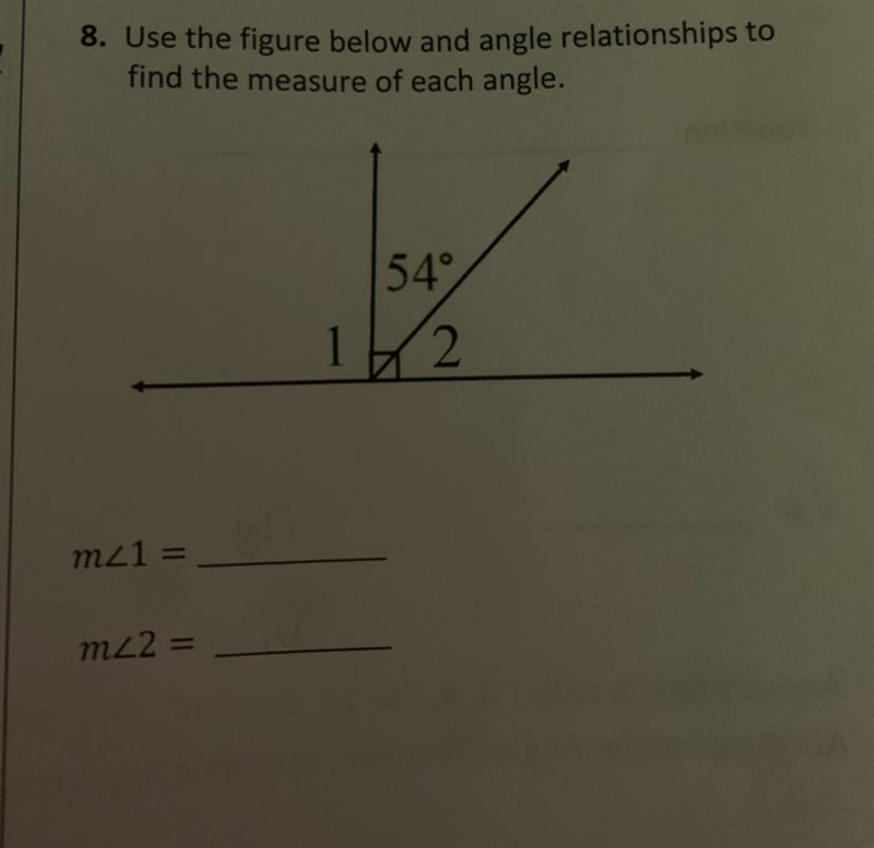 2. Use the figure below and angle relationships to find the measure of each angle-example-1