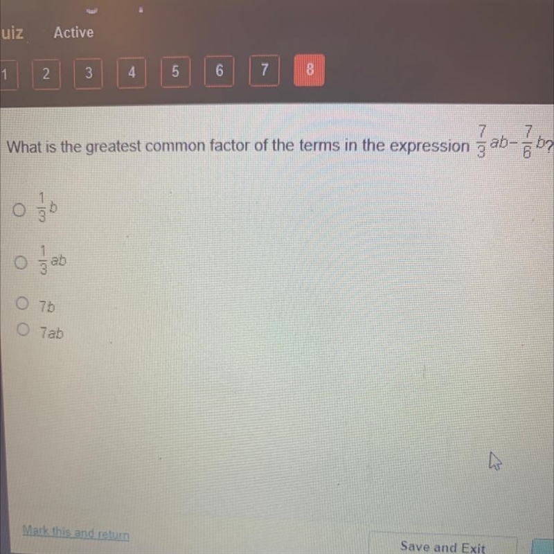 PLEASE HELP QUICK What is the greatest common factor of the terms in the expression-example-1