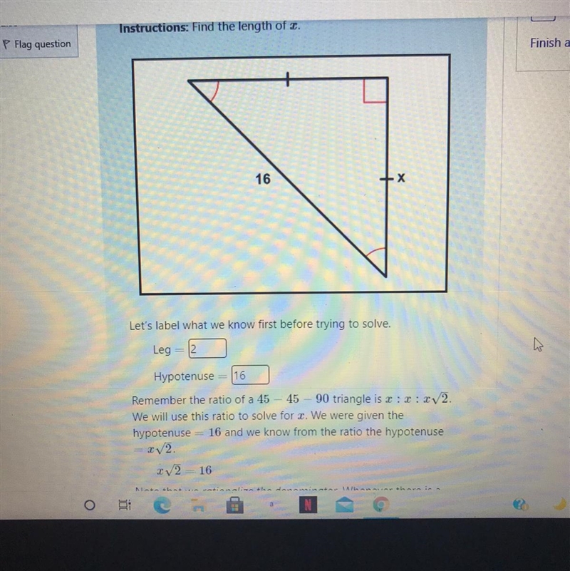 Find the length of x-example-1