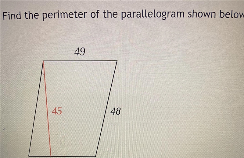 What is the perimeter of the parallelogram shown below? And how did you get that answer-example-1