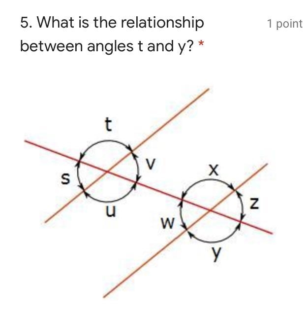 A:Corresponding angles B:Alternate exterior angles C:Vertical angles D:Alternate interior-example-1