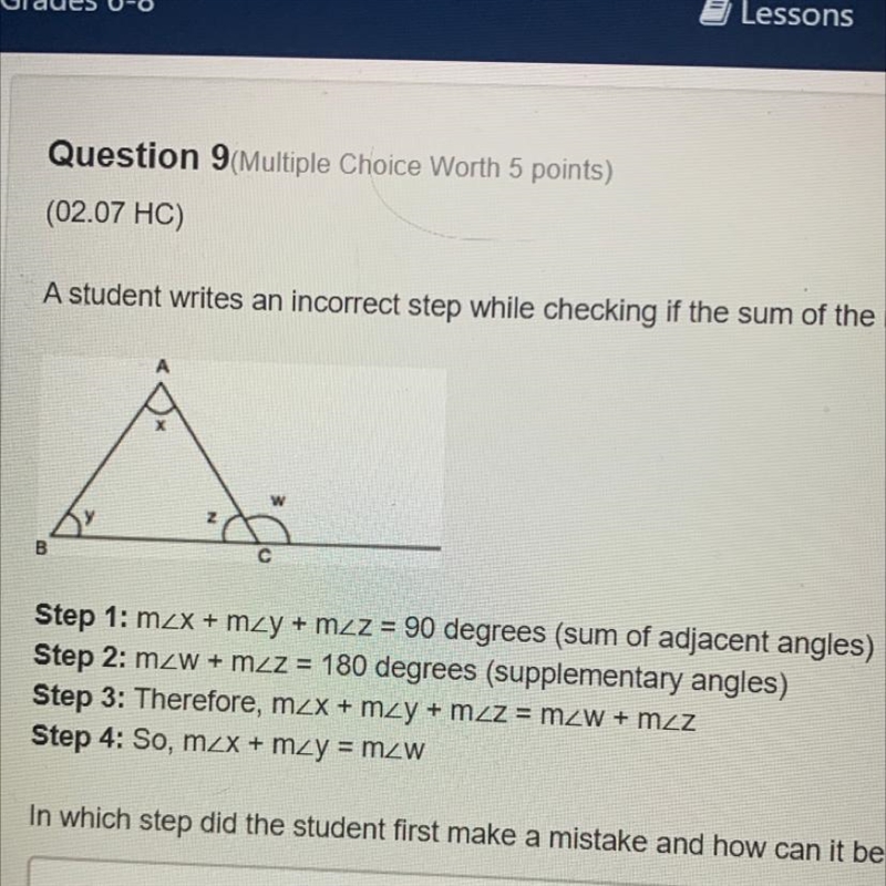 Question 9 Multiple Choice Worth 5 points) (02.07 HC) A student writes an incorrect-example-1