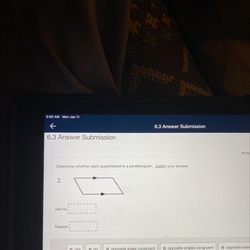 Determine whether each quadrilateral is a parallelogram. Justify your answer. Yes-example-1