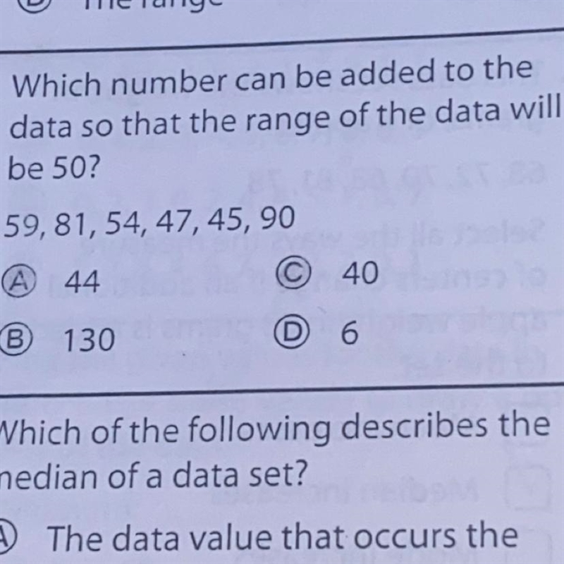 Which number can be added to the data so that the range of the data will be 50?-example-1