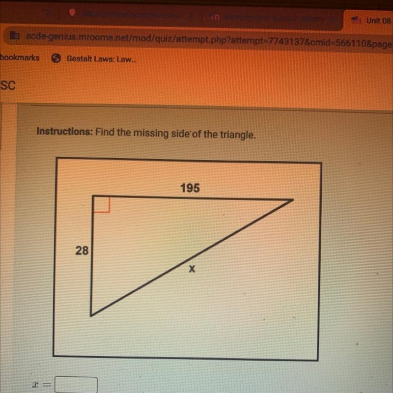 Find the missing side of the triangle-example-1