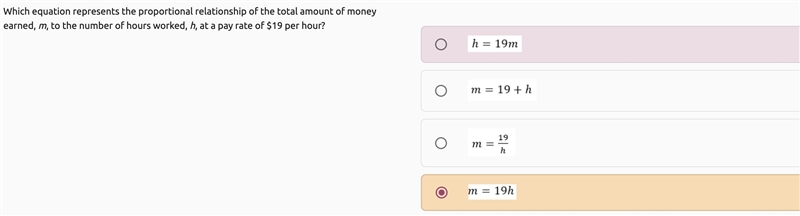 Which equation represents the proportional relationship of the total amount of money-example-1