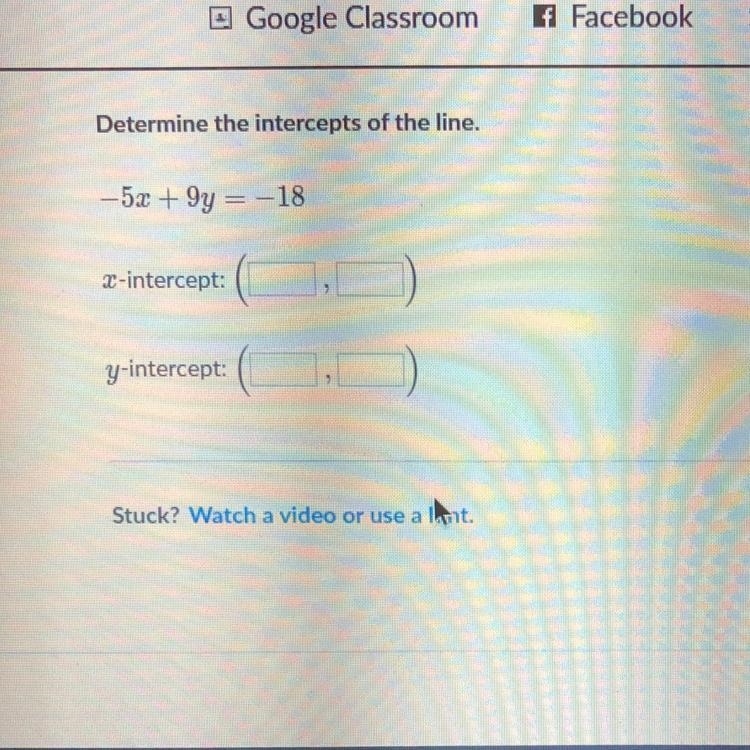 What are the y and x intercepts?-example-1