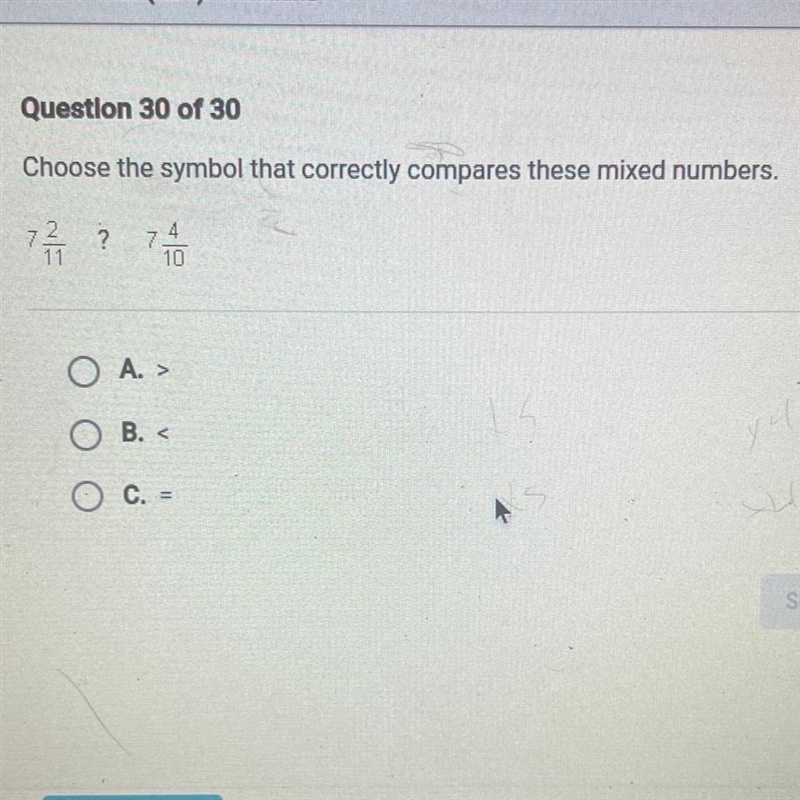 Choose the symbol that correctly compares these mixed numbers.-example-1