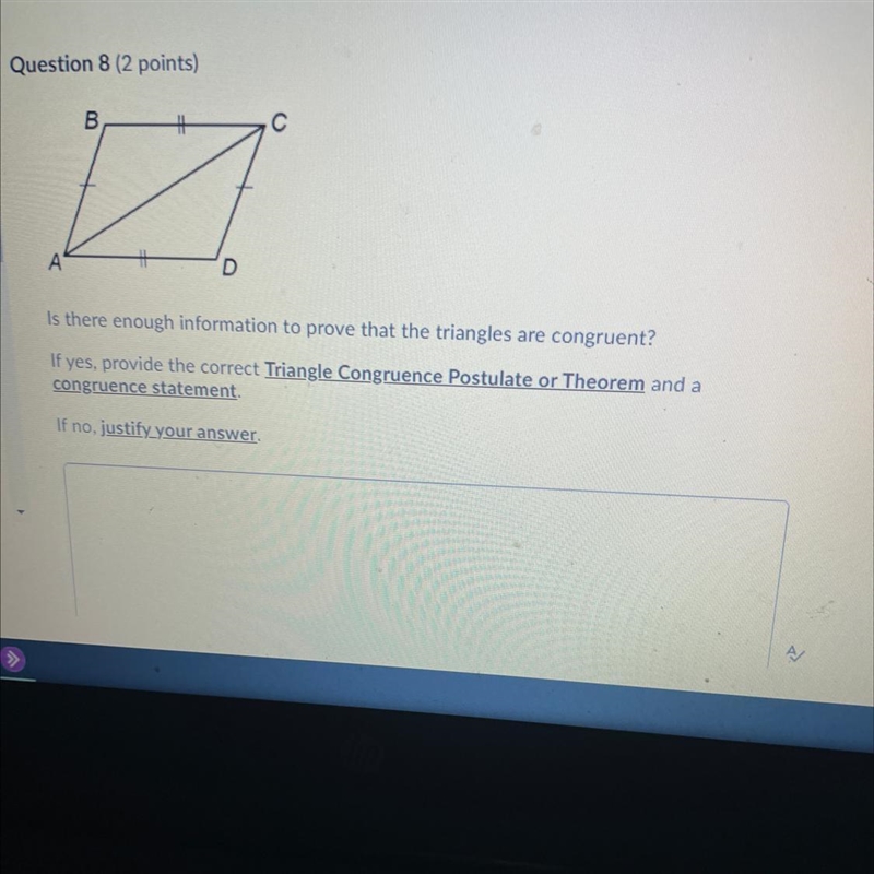 Is there enough information to prove that the triangles are congruent? If yes, provide-example-1