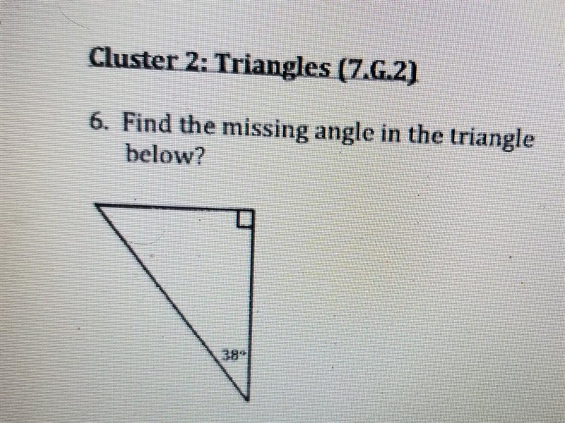 Find the missing angle in the triangle bellow ​-example-1