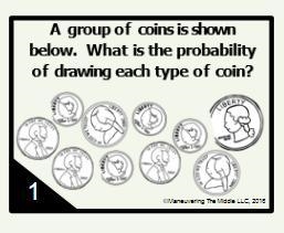 A group of coins is shown below. What is the probability of drawing each type of coin-example-1