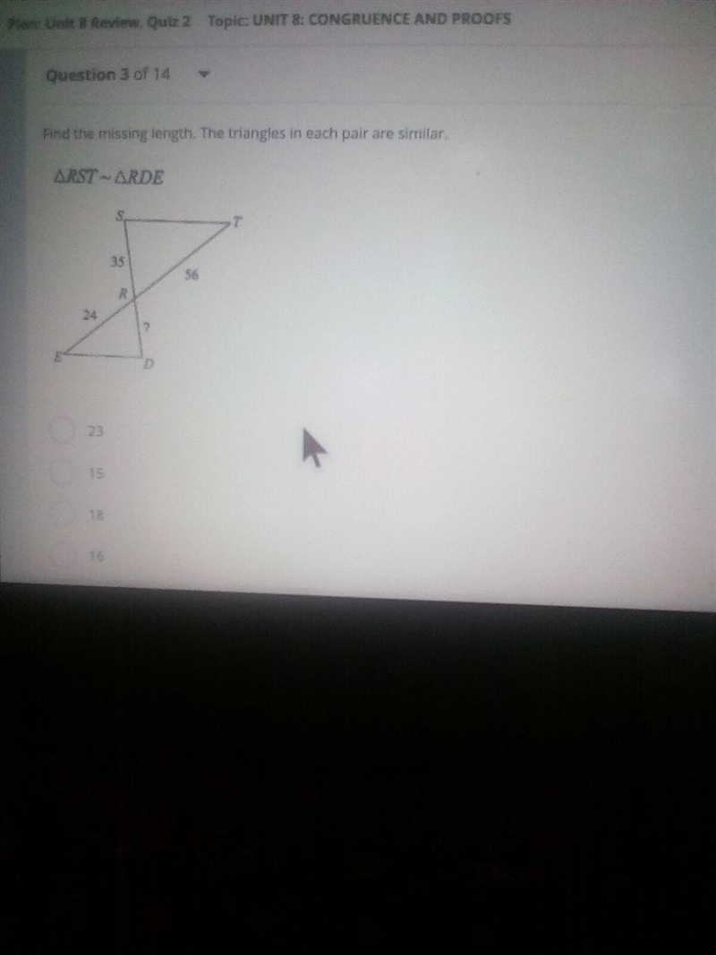 Find the missing length as shown in the picture The triangles are similar I need an-example-1