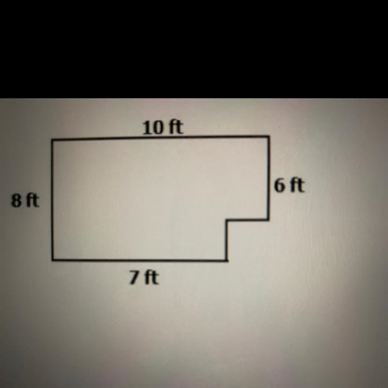 What is the total area of the figure shown? A)80ft2 B)74ft2 C)56ft2 D)42ft2-example-1