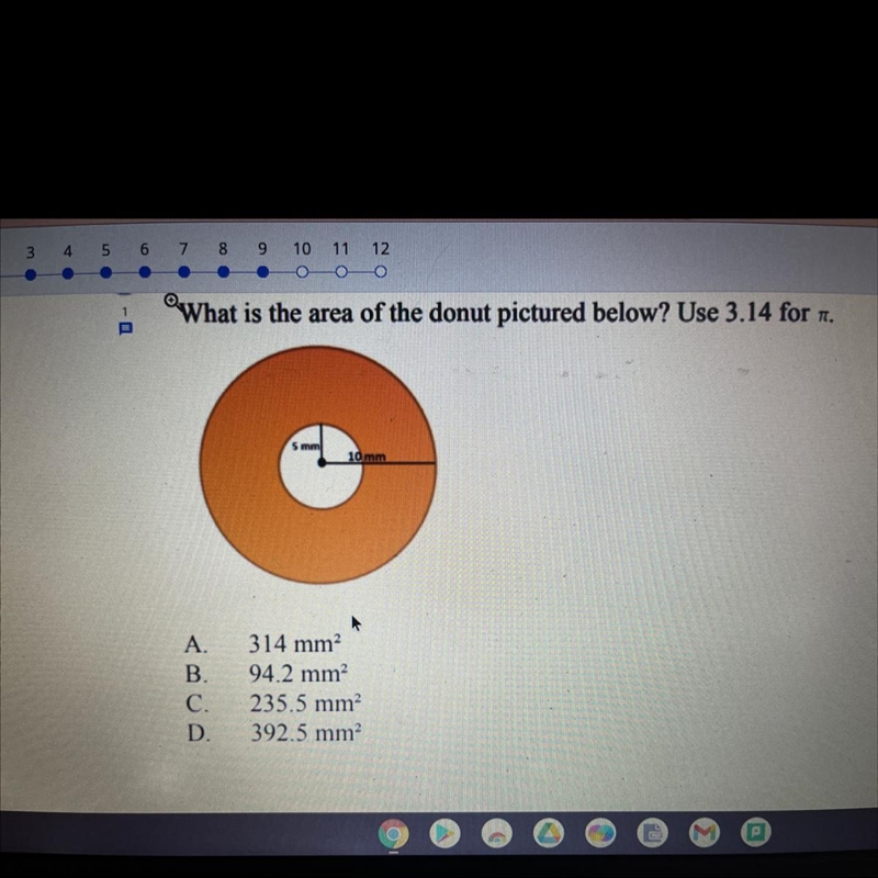 What is the area of the donut pictured below? use 3.24 for pi-example-1