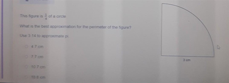 This figure is of a circle What is the best approximation for the perimeter of the-example-1