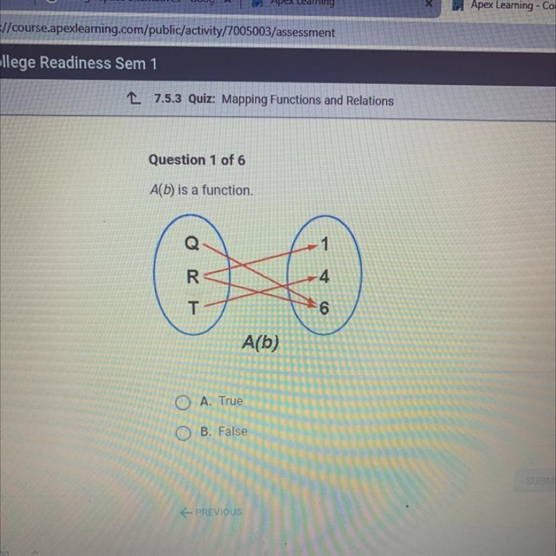 A(b) is a function True or false-example-1