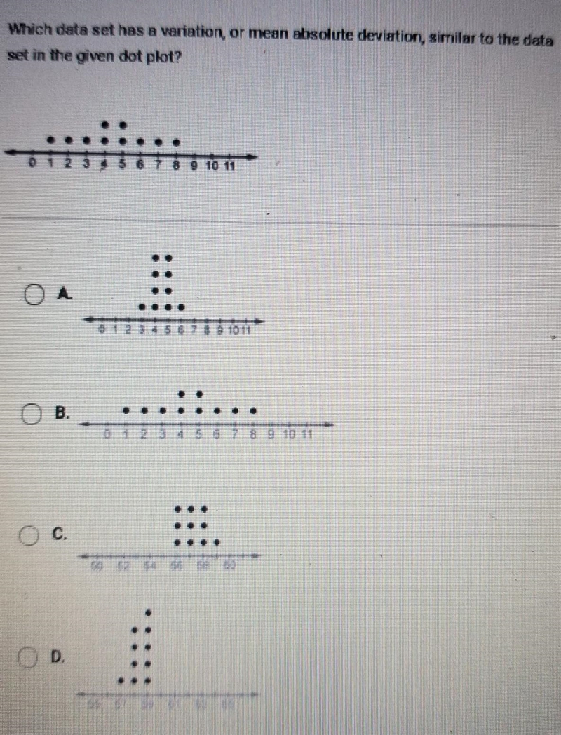 Which data set has a variation, or mean absolute deviation, similar to the data set-example-1