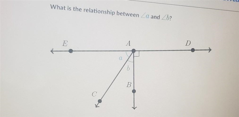 Choose 1 answer: A Vertical angles B. Complementary angles C Supplementary angles-example-1