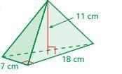 Determine the volume of this triangular pyramid Choices: 1386cm3 231cm3 462cm3 151cm-example-1