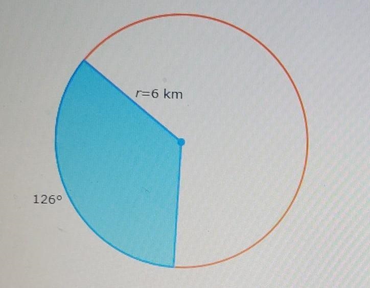 The radius of a circle is 6 kilometers. What is the area of a sector bounded by a-example-1